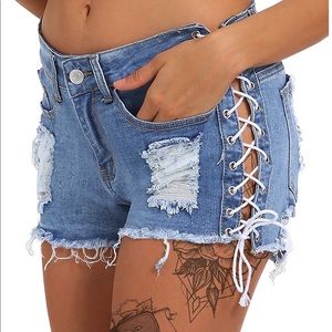 Women's Destroyed Ripped Hole Denim Shorts